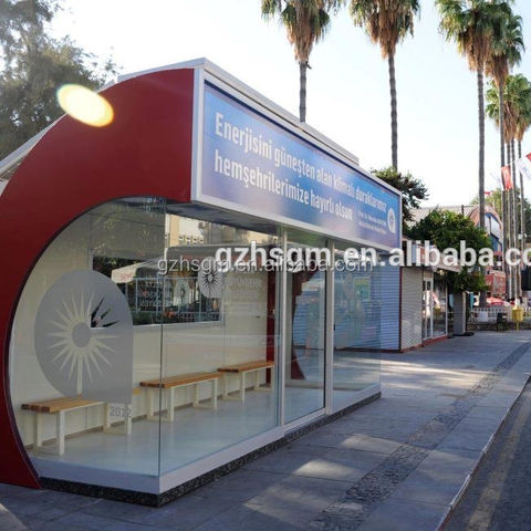air Conditioned Bus Stop Shelter With Waiting Chair Inside