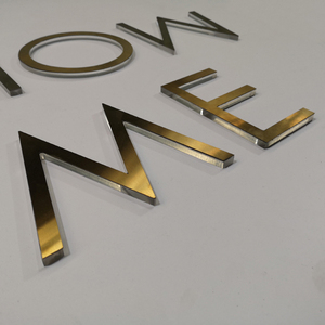Lettres de nom <span class=keywords><strong>en</strong></span> acrylique transparent 3D, <span class=keywords><strong>miroir</strong></span> doré, signalétique alphabétique - Product Image 6