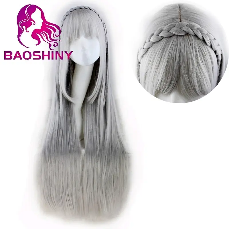 सिंथेटिक ग्रे बाल Wigs प्राकृतिक सस्ते लंबे सीधे चांदी Wigs Braids के साथ ग्रे महिला Wigs
