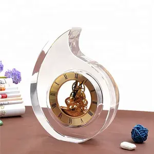 Personalized Customize Office Decoration Desk Table K9 Crystal Glass Clock For Wedding Souvenirs Business Gifts