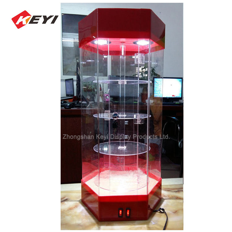 カスタマイズされた高品質六角形回転ショーケース/回転式ガラス