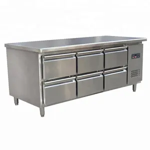 6 drawer stainless steel worktop horizontal refrigerator