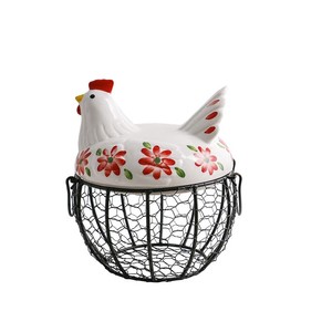 Collezione di cestini di frutta creativi decorazione in ceramica portaoggetti da cucina cestino per uova di gallina in filo di pollo - Product Image 2