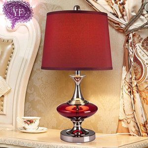 American <strong>Style</strong> Romantic Red Round Lampshade and Modern Energy Saving <strong>Table</strong> <strong>Lamp</strong> - Product Image 2