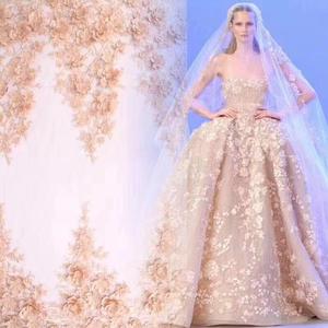 <strong>Top</strong> One <strong>Peach</strong> 3D Lace Fabric Haute Couture Fabric CL60709 Wedding Dress Bridal Gown Lace Fabric - Product Image 1