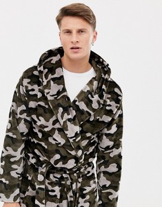 KY Men Fluffy Camo Print Design <span class=keywords><strong>Franela</strong></span> Hombres Con capucha Cuello Lazo Cierre Bata <span class=keywords><strong>de</strong></span> noche Batas <span class=keywords><strong>de</strong></span> baño Pijamas - Product Image 4