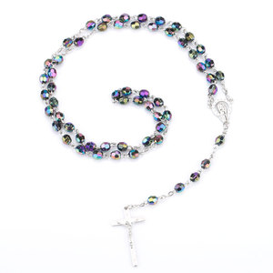 NX435 Huilin Hotsale Católico INRI Rosario Collar 6mm Cuentas <span class=keywords><strong>de</strong></span> acrílico Cristo Jesús <span class=keywords><strong>Madre</strong></span> María Cruz Rosario Collar - Product Image 3