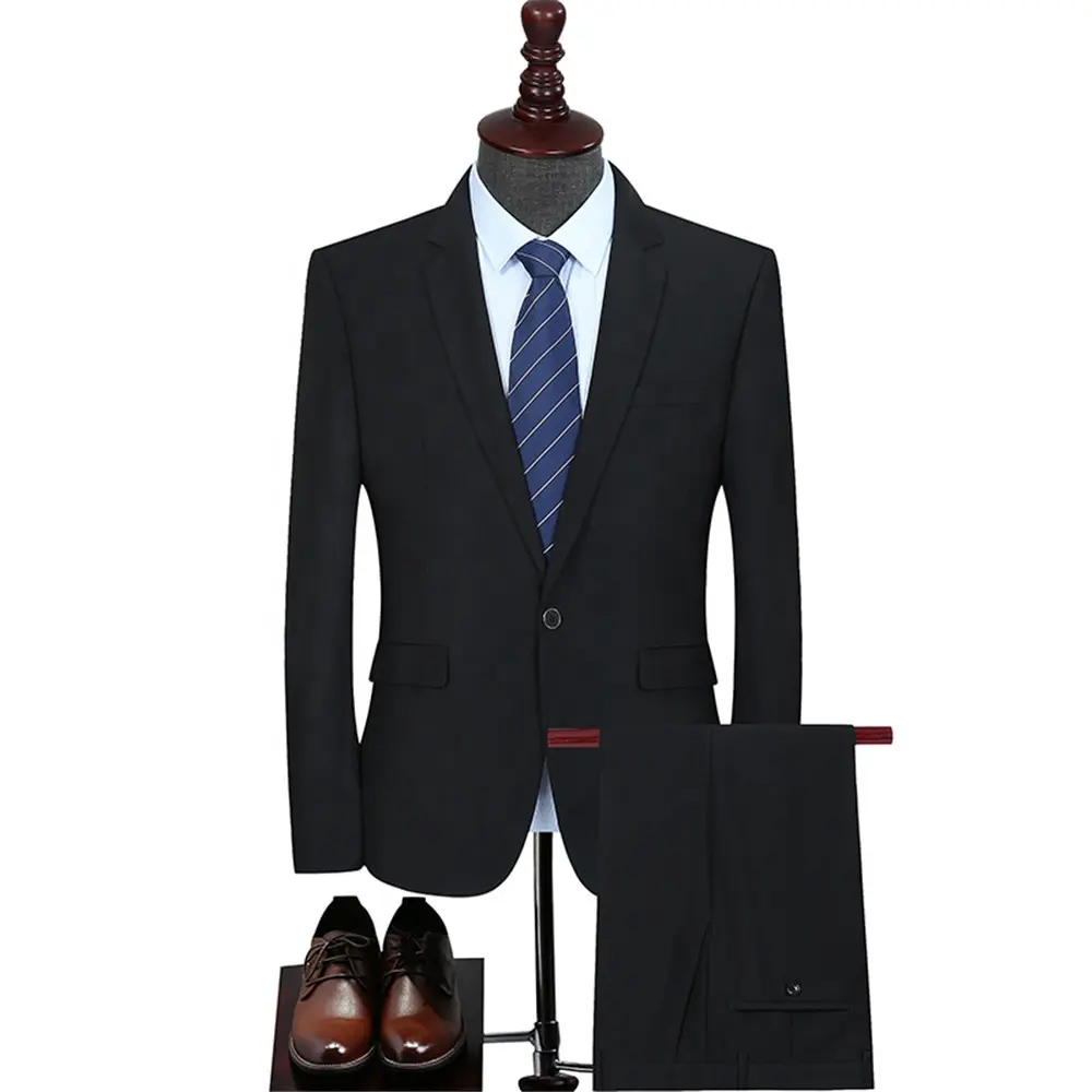 メンズイタリアンスリムフィットビジネススーツ新しいスタイルのウェディングドレススーツウールポリエステルカスタマイズされた色