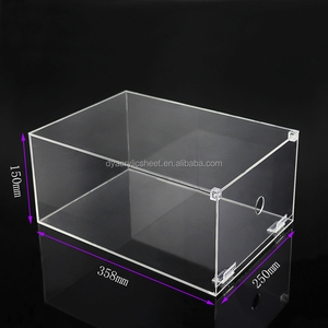 Mens Stackable Clear Hard Acrylic Plastic Shoe Box with Front Opening Storage Closet Organizer