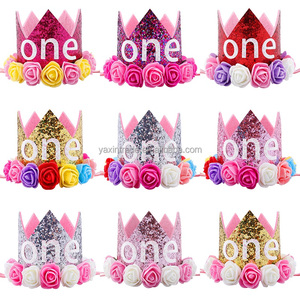 Joyeux premier anniversaire fête chapeaux décor un anniversaire chapeau princesse couronne 1st 2nd 3th an numéro bébé enfants cheveux accessoire - Product Image 2