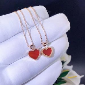 18K <span class=keywords><strong>oro</strong></span> <span class=keywords><strong>de</strong></span> lujo diseño gran oferta ágata natural corazón rojo Shsape Collar para mujer - Product Image 6