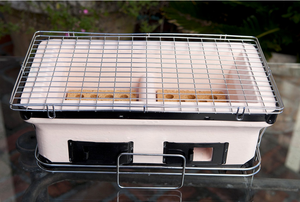 Table à Charbon de Bois Hibachi Kebab <span class=keywords><strong>Grill</strong></span> Mini Style Japonais Céramique pour Arrière-Cour Cuisine Extérieure Acier Blanc Restaurants Rectangle