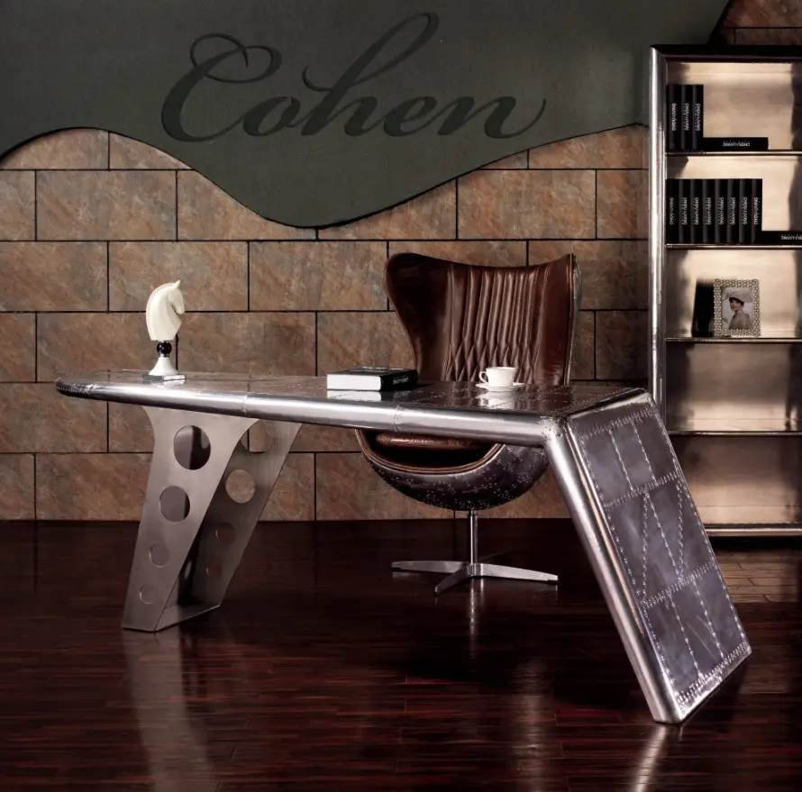 Aviador a medida de metal moderno para mesa de oficina, Mesa Ejecutiva hecha a mano, último diseño de avión, escritorio ejecutivo