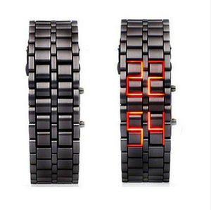 Di modo Nero Full Metal <span class=keywords><strong>Digital</strong></span> Lava Orologio Da Polso Da Uomo Rosso/Blu <span class=keywords><strong>Display</strong></span> A <span class=keywords><strong>LED</strong></span> Orologi da Uomo Regali per I Maschi ragazzo di Sport Orologio Creativo - Product Image 2