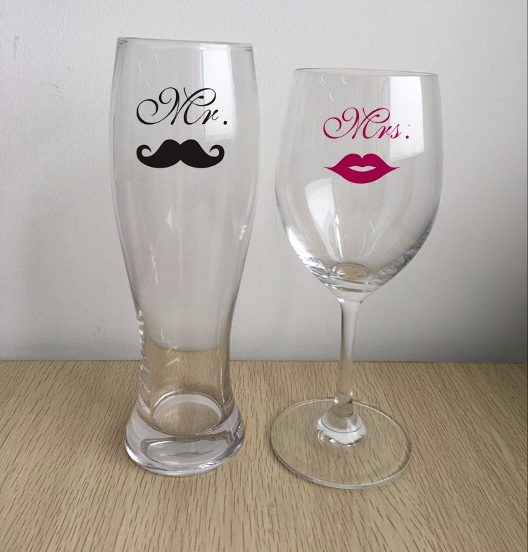 Bride and Groom Glasses - Wedding Toasting Set of 2 - Couples Gifts