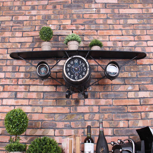 <span class=keywords><strong>Orologio</strong></span> <span class=keywords><strong>da</strong></span> <span class=keywords><strong>Parete</strong></span> in Stile Industriale Retrò con Modellazione di Aeroplano in Ferro, Stile Country Americano - Product Image 2