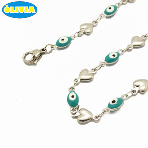Mode bijoux de corail perles en acier inoxydable 925 argent evil eye collier femmes collier de perles - Product Image 1
