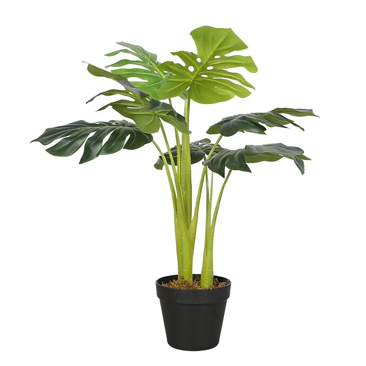 Cây Lá Chia Nhỏ Nhân Tạo 70Cm, Cây Cảnh Bonsai Trong Chậu Faux Deliciosa Để Trang Trí Trong Nhà Y8453-7-2S