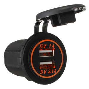 12V coche motocicleta 3.1A enchufe cargador USB Dual con luz LED roja - Product Image 4