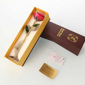 24 carati in oro rosa tuffato rose lungo artificiale d'oro coperto rose per la laurea, Di Natale, giorno di san valentino, regalo di nozze - Product Image 2