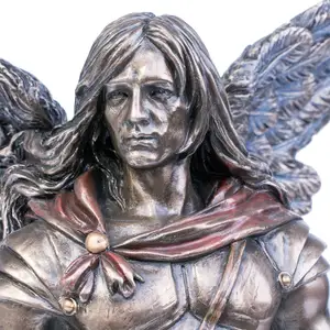 Estatua religiosa de Ángel Arcángel, escultura de resina de bronce