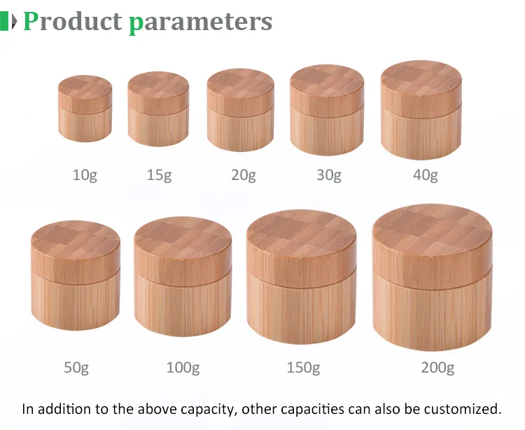 Amboo-tarro cosmético de 16oz, tapas de bambú osméticas, contenedor de madera con tapa