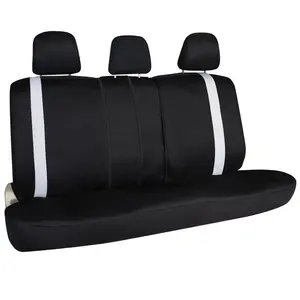 בד נושם סט מלא 11 יחידות כיסוי מושב לרכב לוגו מותאם אישית כיסוי מושב בהתאמה אוניברסלית עם שחור/לבן