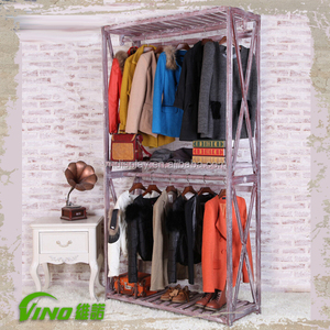 Góndola de ropa vintage, estante de exhibición de ropa de madera, muebles de tienda de ropa antigua - Product Image 3