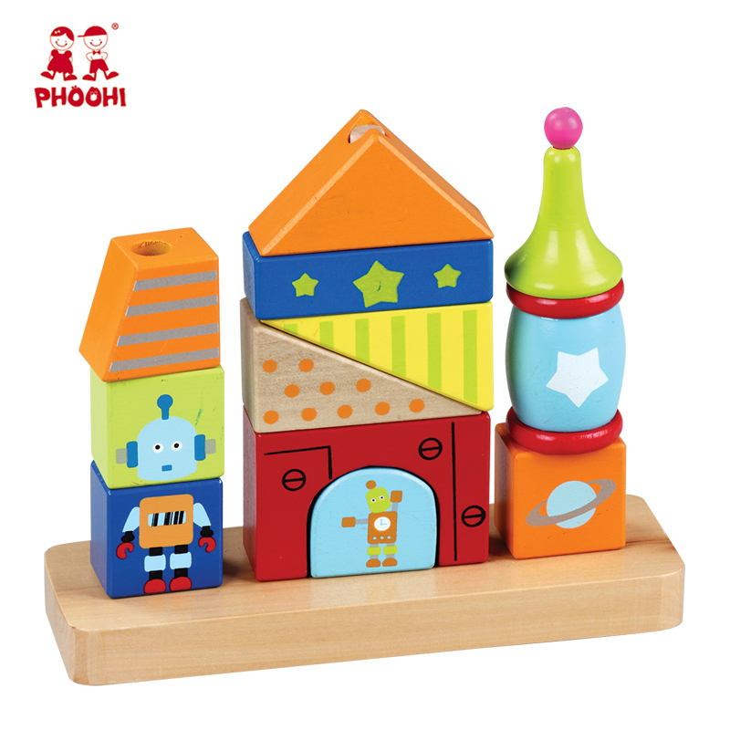 Красочные деревянные блоки башня образования детей строительные блоки игрушка для детей