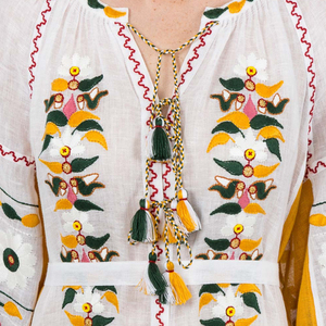 2023 abbigliamento di lusso donna Boho Beach Designer Dress <span class=keywords><strong>abito</strong></span> <span class=keywords><strong>lungo</strong></span> a maniche lunghe ricamato floreale <span class=keywords><strong>bianco</strong></span> <span class=keywords><strong>abito</strong></span> estivo in <span class=keywords><strong>cotone</strong></span> di lino - Product Image 6