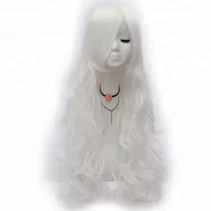 Commercio all'ingrosso 80cm lungo riccio <span class=keywords><strong>parrucca</strong></span> <span class=keywords><strong>bianca</strong></span> Cosplay Anime sintetico Halloween Party resistente al calore capelli Lolita <span class=keywords><strong>parrucca</strong></span> per le ragazze - Product Image 1