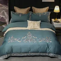 الايطالية الحديثة أنيقة الأخضر الفاخرة التطريز غطاء لحاف غطاء سرير طقم سرير فاخر