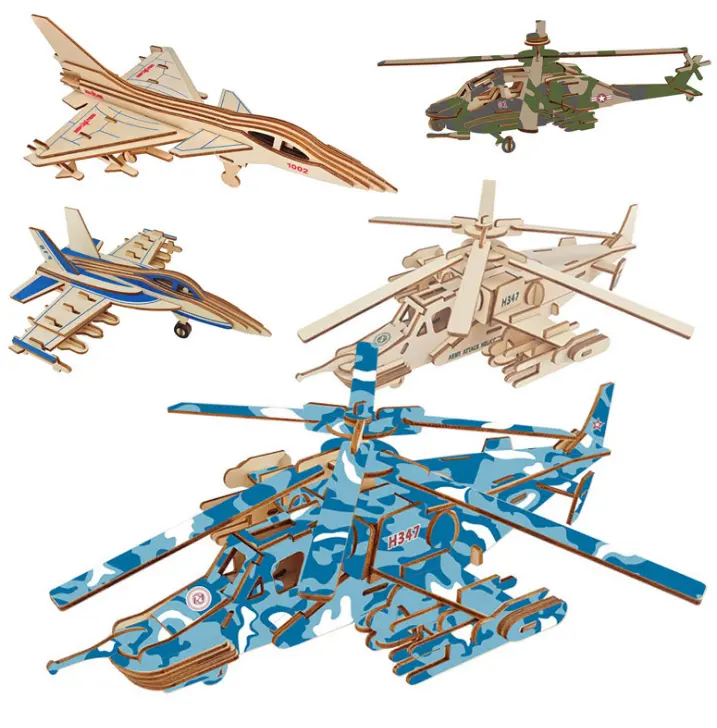 Oray शैक्षिक बच्चों Woodcraft खिलौना 3D पहेली हवाई जहाज लकड़ी के खिलौने डायनासोर कस्टम पशु रंग बॉक्स: 17.0x21.0x0.6cm सीई, EN71