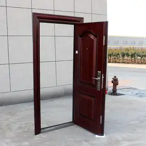 Barato exterior porta de aço de segurança única folha articulada porta de metal para venda