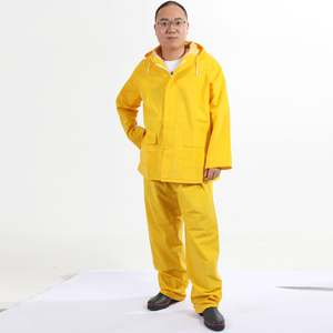 Combinaison de pluie en PVC-polyester pas chère Imperméable jaune - Product Image 2