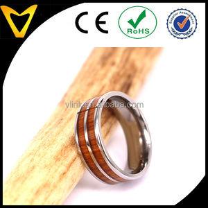 Cincin pertunangan kayu Petrified, cincin kayu, cincin pernikahan <span class=keywords><strong>Titanium</strong></span> dengan kayu Koa <span class=keywords><strong>Hawaii</strong></span> tatahan perhiasan kayu - Product Image 4