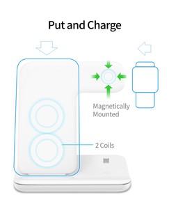 Supporto per caricabatterie <span class=keywords><strong>Wireless</strong></span> 3 in 1 dispositivo di ricarica <span class=keywords><strong>wireless</strong></span> da 15W per caricabatterie da 2.5W per telefono cellulare per orologio pad di ricarica da 2W per auricolare - Product Image 4
