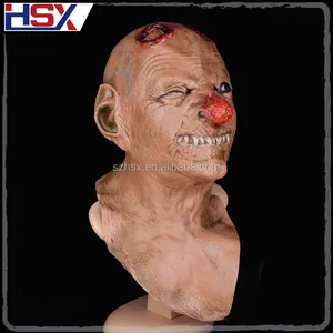 Hot Sale Halloween Hornless Evil Demon Scary Zombie Latex Mask Brandy Nose Goblin Mask