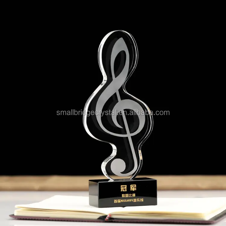 Troféu musical de cristal k9, design novo design musical barato de boa qualidade