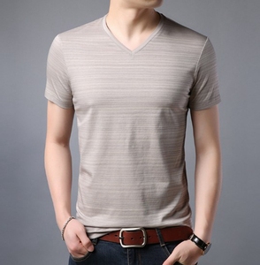 T-Shirt da <span class=keywords><strong>uomo</strong></span> con scollo a V <span class=keywords><strong>mezza</strong></span> <span class=keywords><strong>manica</strong></span> Slub t-Shirt in <span class=keywords><strong>cotone</strong></span> con maglietta bianca - Product Image 1