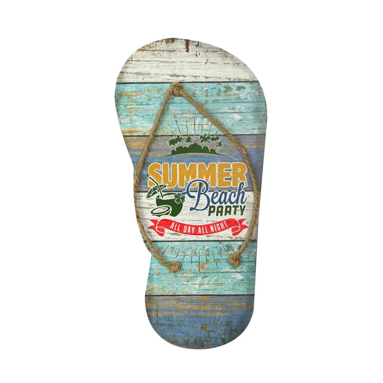 Produk Baru Vintage Beach Flip Flop Kayu Gantung Dekorasi Kustom Kayu Plakat Seni