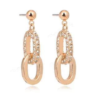 Diskon Perhiasan Trendi Klasik Kualitas Tinggi 18K Platinum Plating AAA Cubic Zirconia Stud Earrings E129 E130