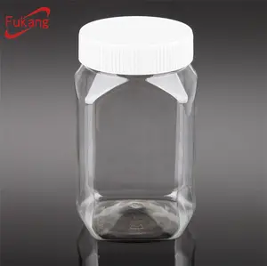 16 oz Square Plastic Bottles, 500ml Pet Jars with Lid