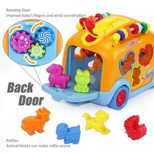 Autobus musicale Push-Pull veicolo giocattolo con attrezzatura elettronica per auto e Puzzle animale-regalo di apprendimento per lo sviluppo precoce per i bambini - Product Image 5