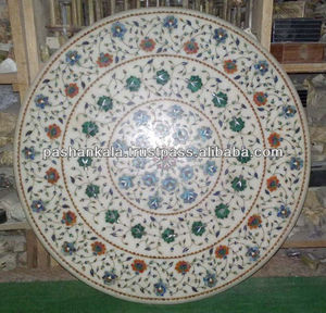 Marble Inlay Table Top , Marble Pietra Dura Table Tops - Product Image 1