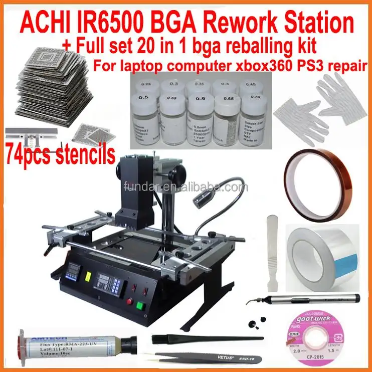 Yeni BGA rework istasyonu kızılötesi ACHI IR6500 anakart tamir makinesi + evrensel bga şablonlar kiti reballing baz