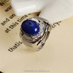 mayor de la piedra preciosa natural anillo 925 plata esterlina fina joyería nueva moda clase lapislázuli ajustable participar