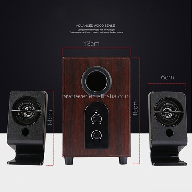 A8 Super Base 2.1 Wood Computer Speaker with Built-in Microphone USB/TF/SD Card Readers 5W+3Wx2 4-inch Drivers for Home Theatre