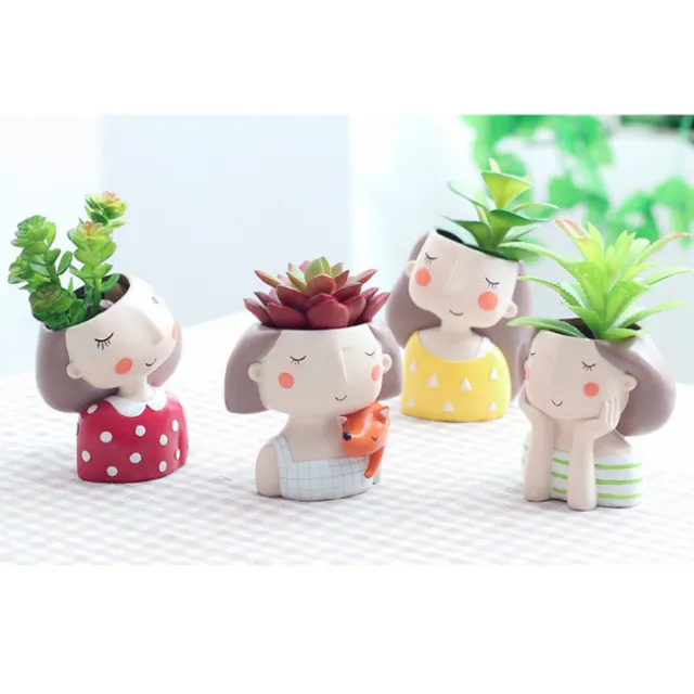 Roogo cute little girl mini Succulent Plant Pot