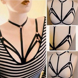 Women's Pentagram Punk Sexy Party Cross Strappy Bandage No Cup Hollow Out Shelf Sexy Cup-less Open <strong>Harness</strong> Caged <strong>Bra</strong> - Product Image 4